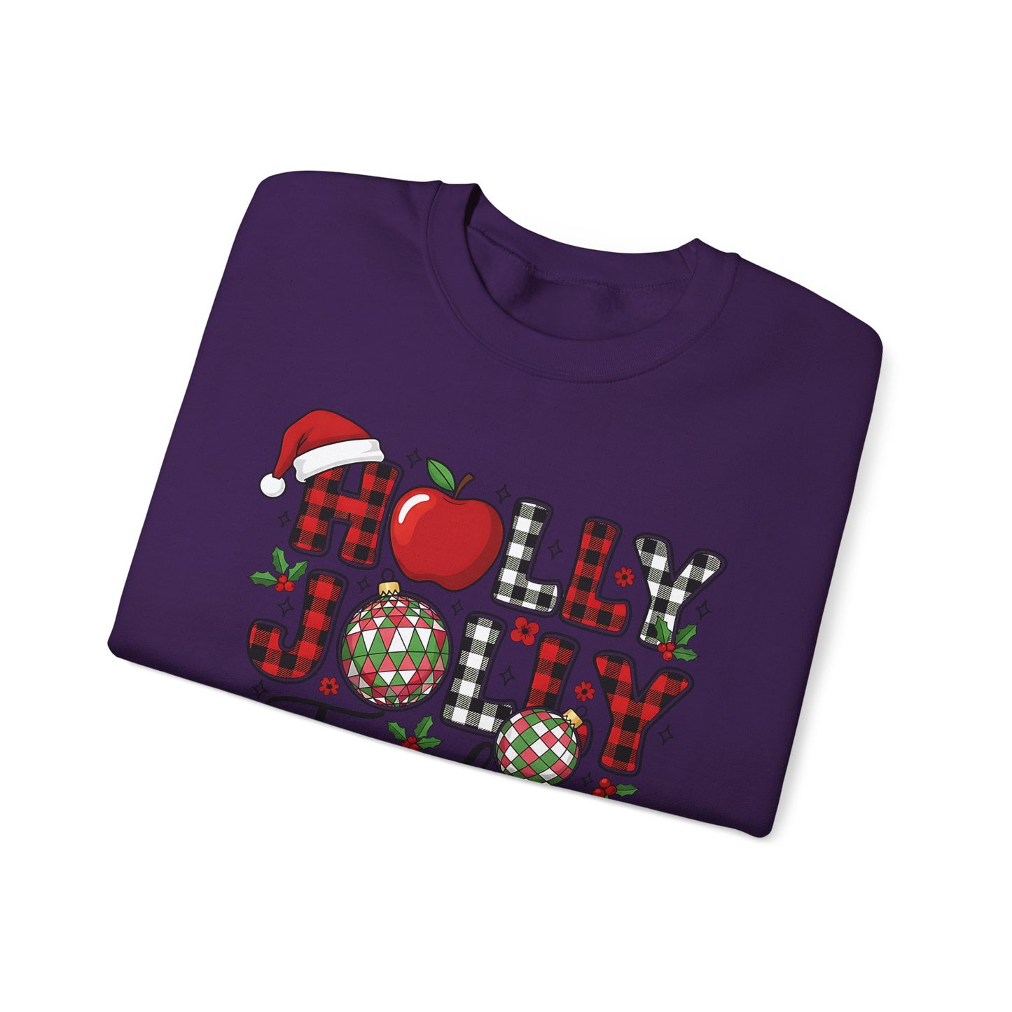 🍎✨ Holly Jolly Teacher Sweatshirt – Festive Classroom Cheer 🎄📚
