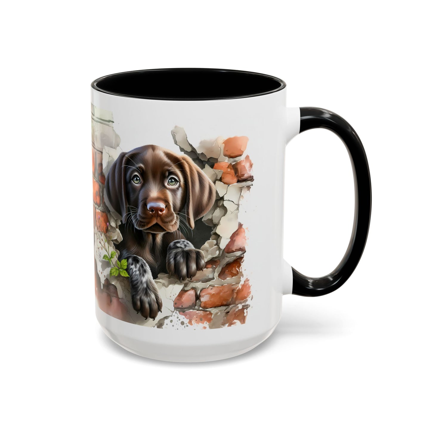 🐶🍫 Chocolate Lab Puppy Accent Mug – Sweet Brown Pup Coffee Cup ☕💛