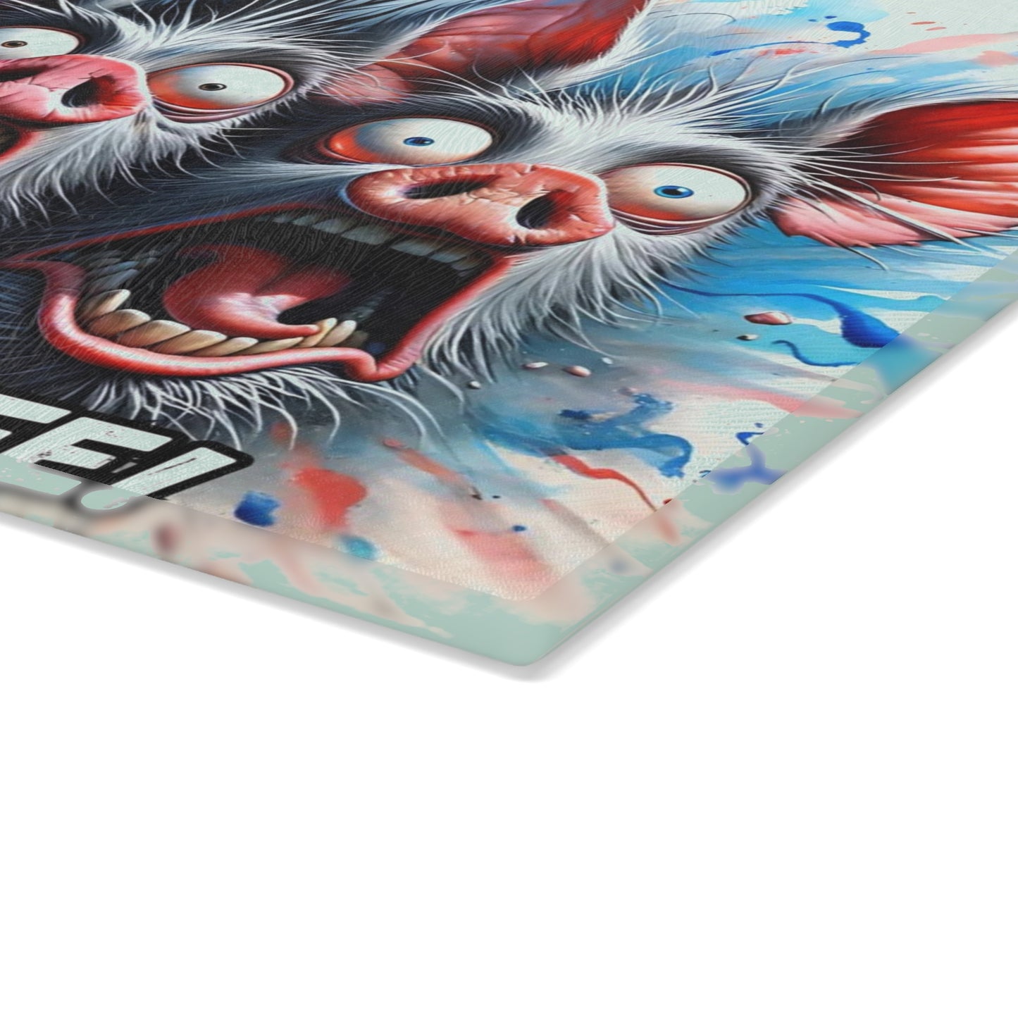 🐷🔪 “She’s Got a Knife!” Glass Cutting Board – Hilariously Spooky Farmhouse Vibes