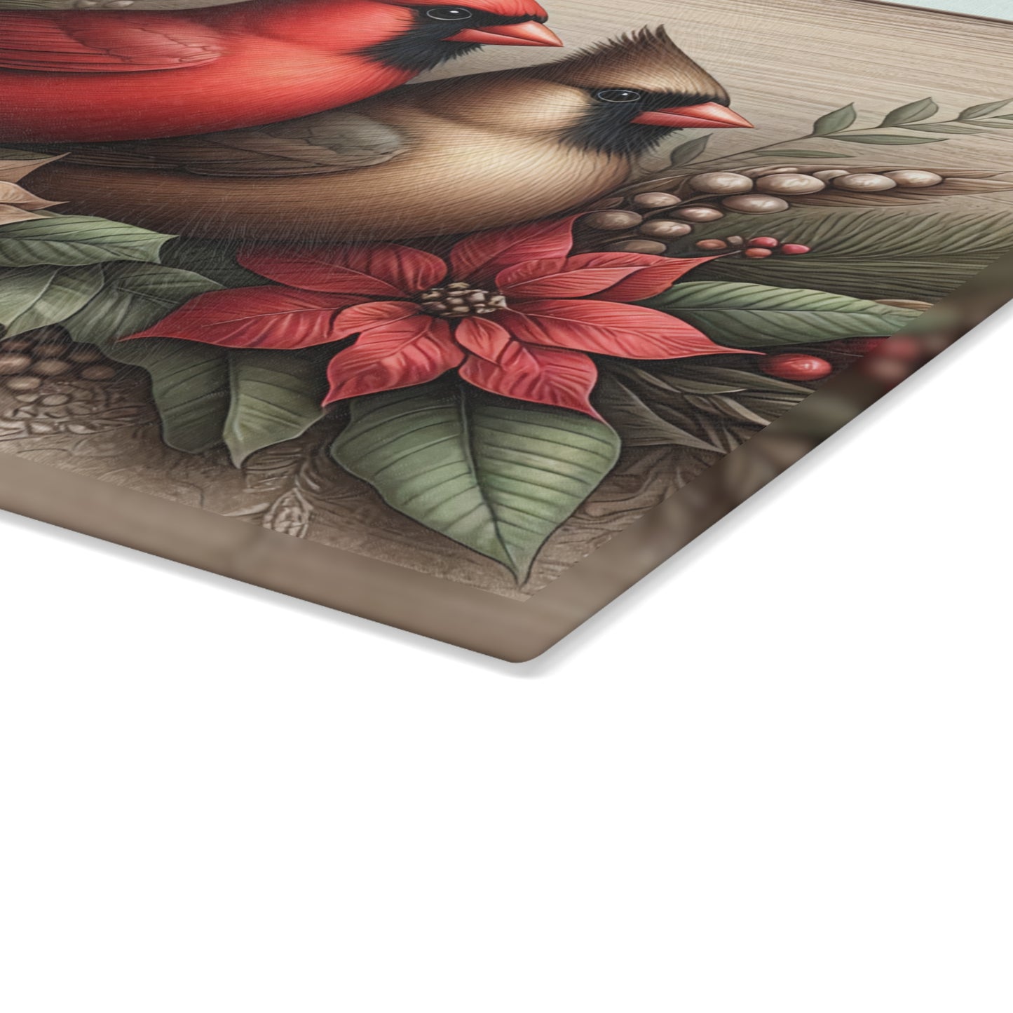 ❤️🕊️ Rustic Cardinal Pair Cutting Board – Timeless Winter Elegance for Your Kitchen 🌲