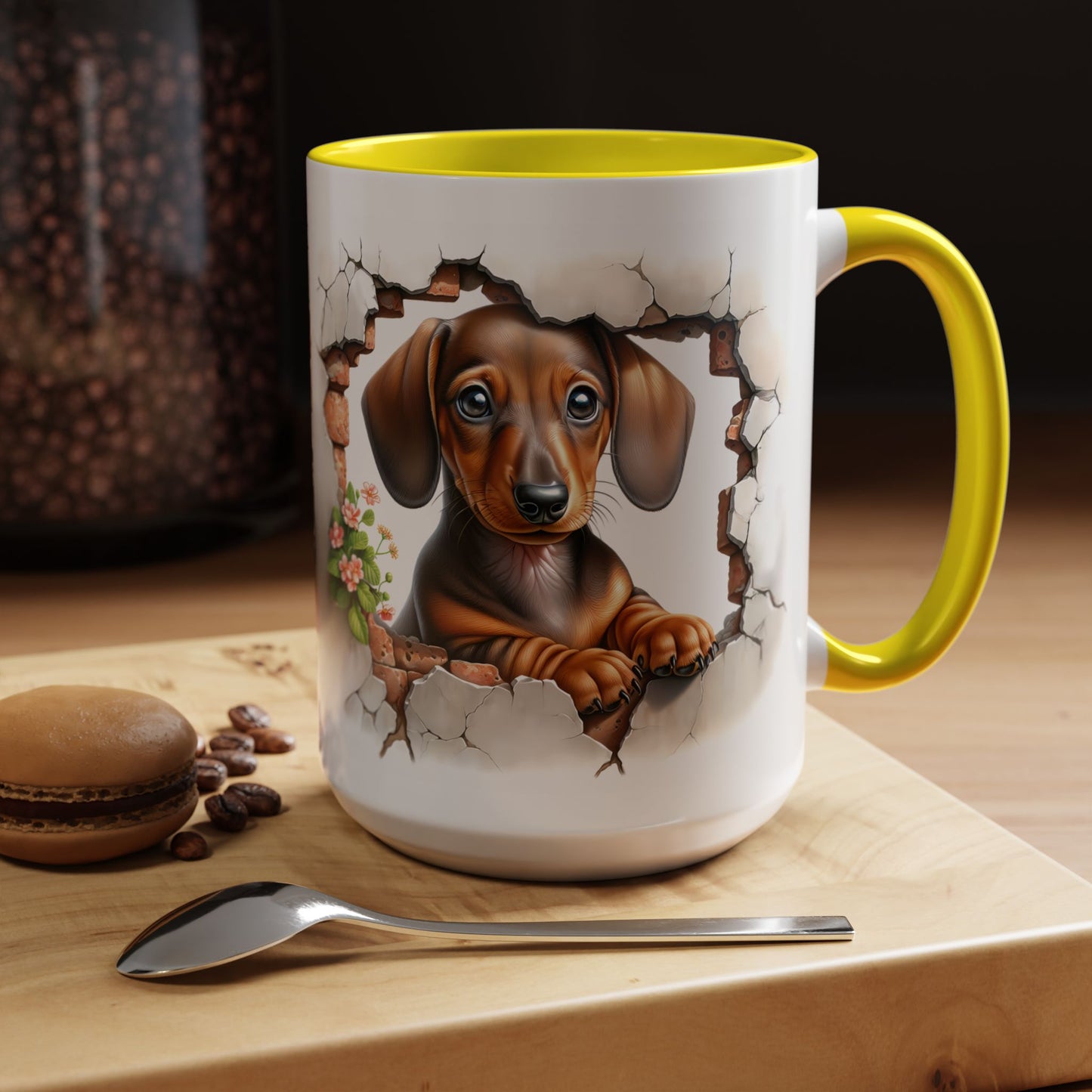 🐾🌭 Dachshund Puppy Accent Mug – Adorable Doxie Coffee Cup ☕❤️