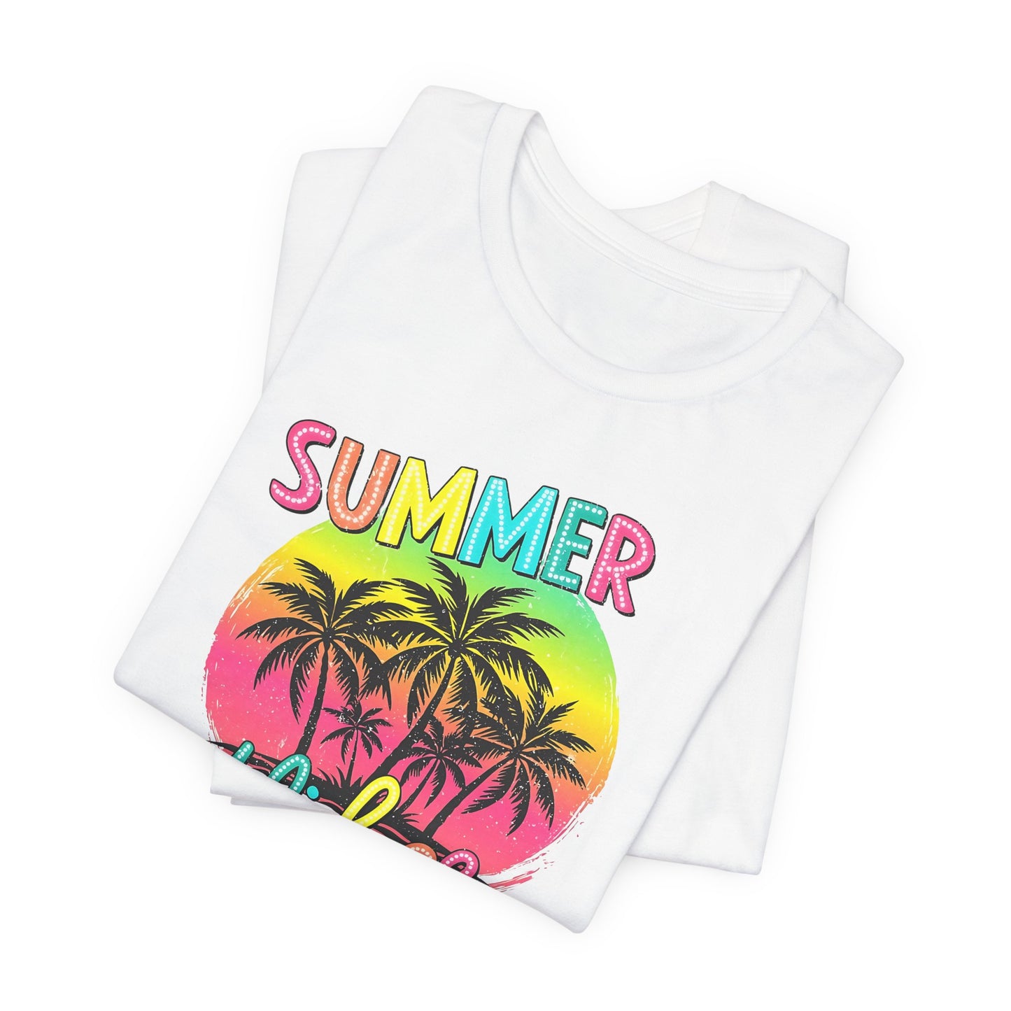 Camiseta Summer Vibes – Camiseta estampada de palmera en blanco | Camiseta de verano para mujer | Solo en blanco