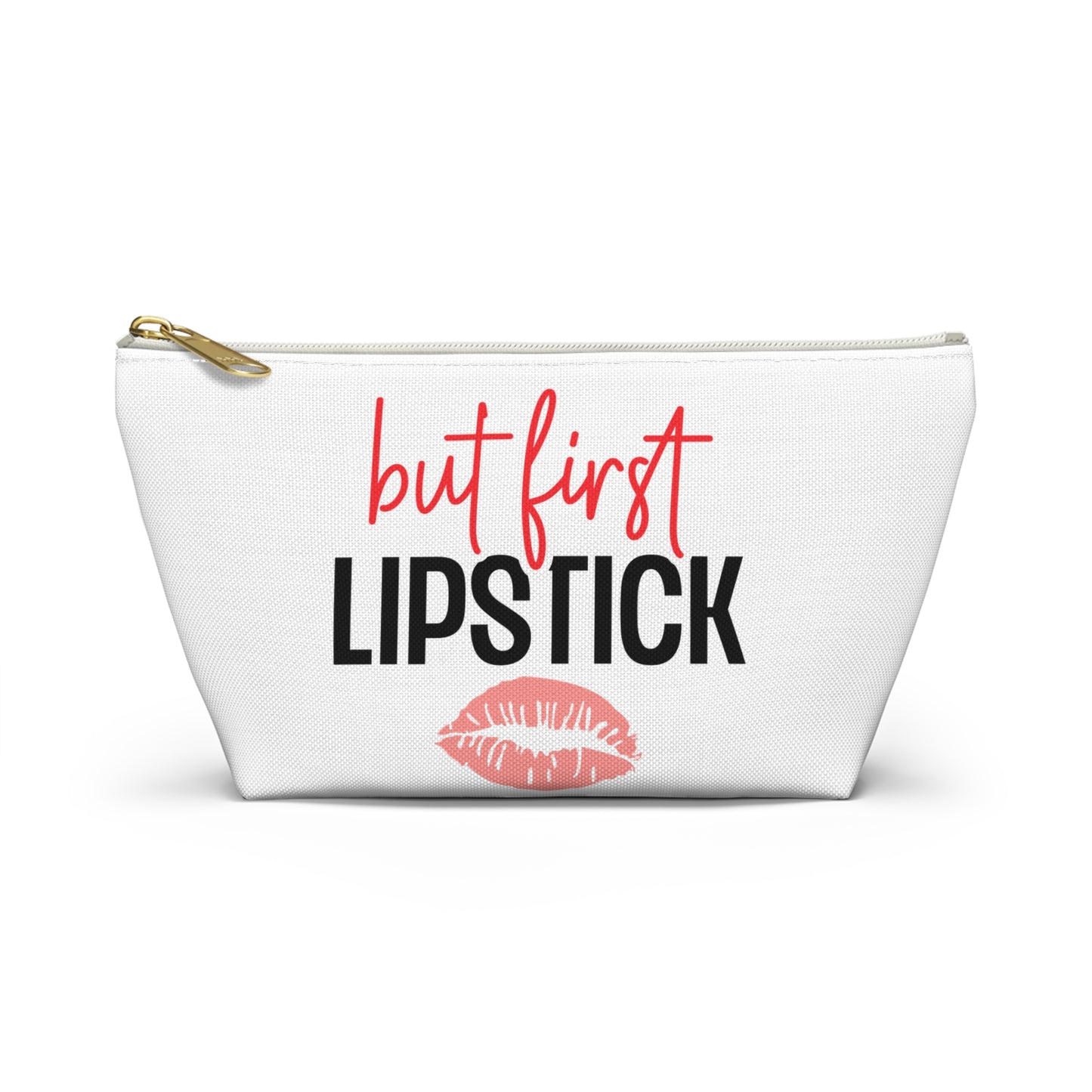 Accessory Pouch – "But First Lipstick" Red Makeup Bag