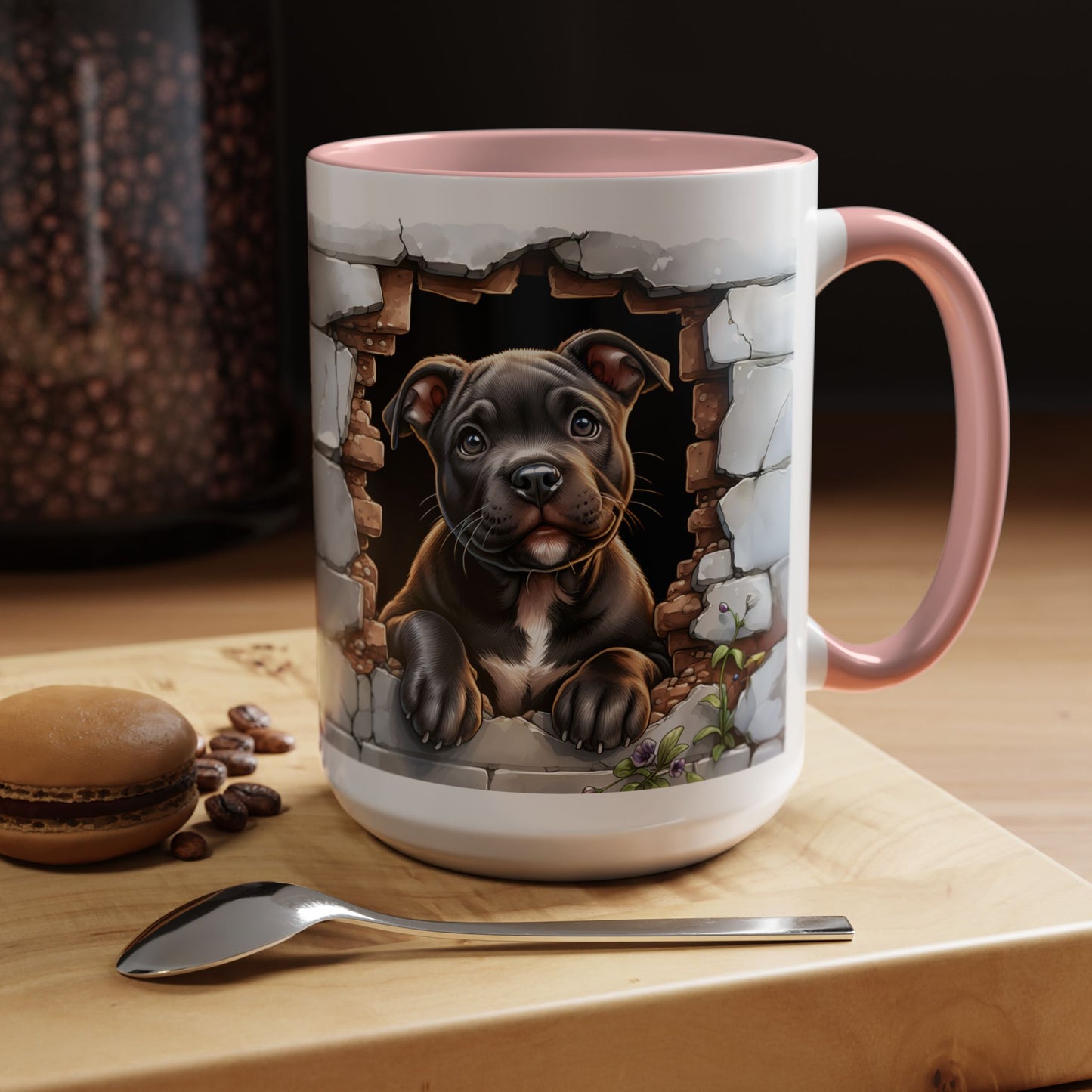 🐶☕ Pit Bull Puppy Accent Mug – Cute Breakthrough Pup Design ✨