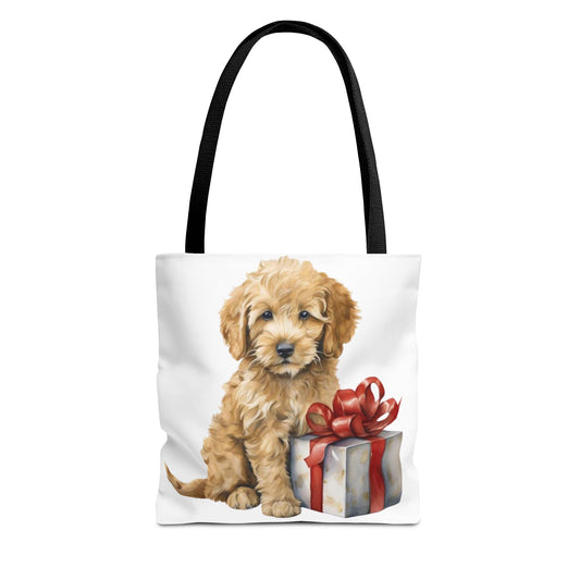 🎁 Goldendoodle Puppy Tote Bag – Sweet & Snuggly Holiday Charm for Dog Lovers 🐶
