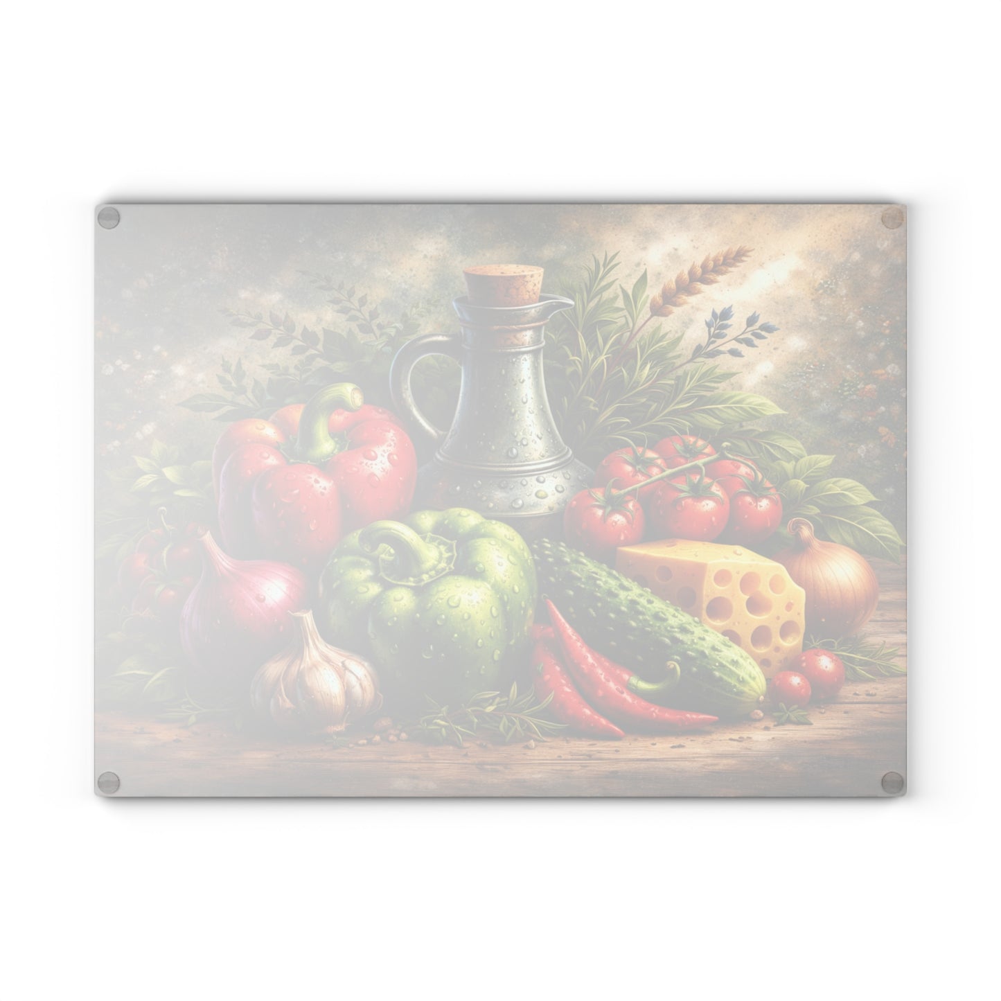 Rustic Farm Fresh Vegetable Glass Cutting Board – Gourmet Garden Kitchen Decor