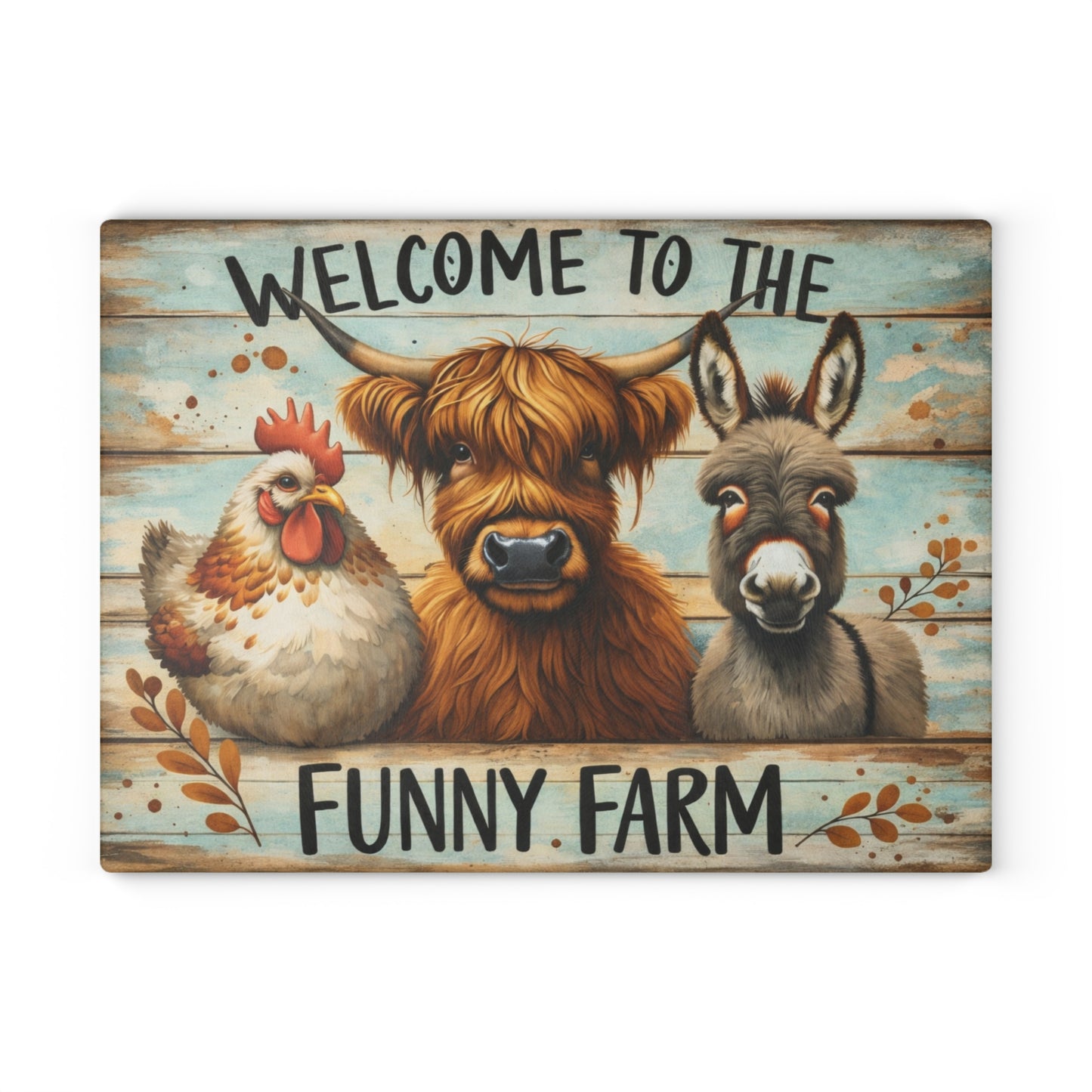 Funny Farm Animal Cutting Board – Rustic Farmhouse Humor for Your Kitchen