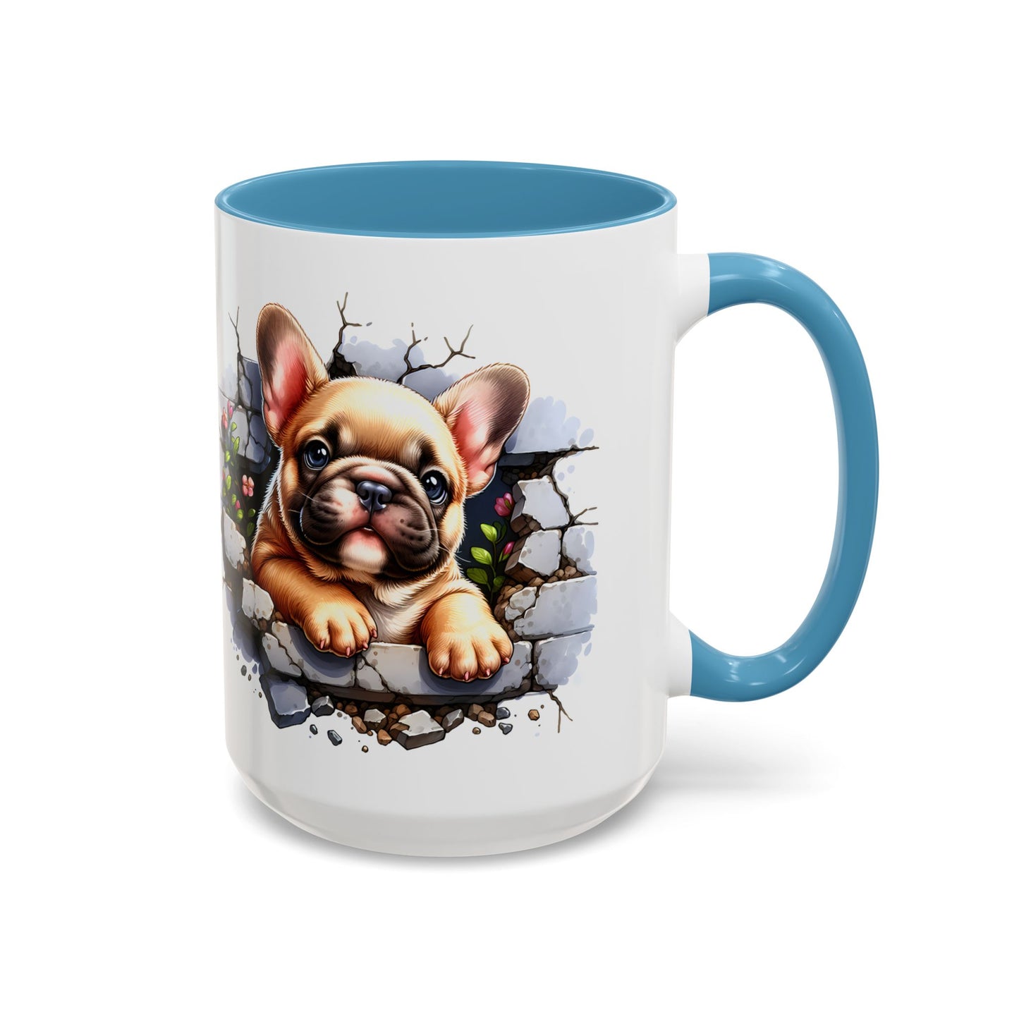 🐾☕ Tan French Bulldog Puppy Accent Mug – Sweet Peek-Through Pup Design ✨