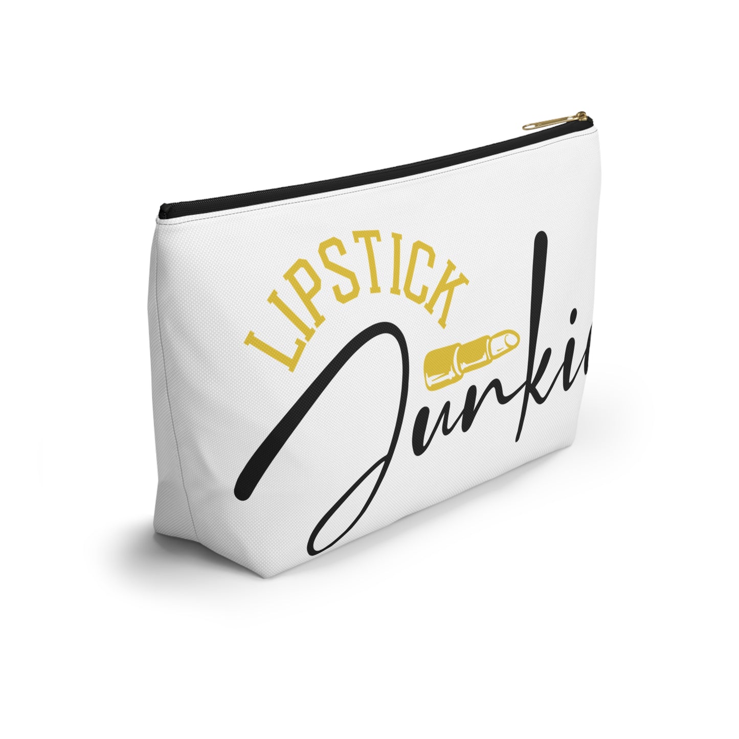 Accessory Pouch – "Lipstick Junkie" Yellow Makeup Bag