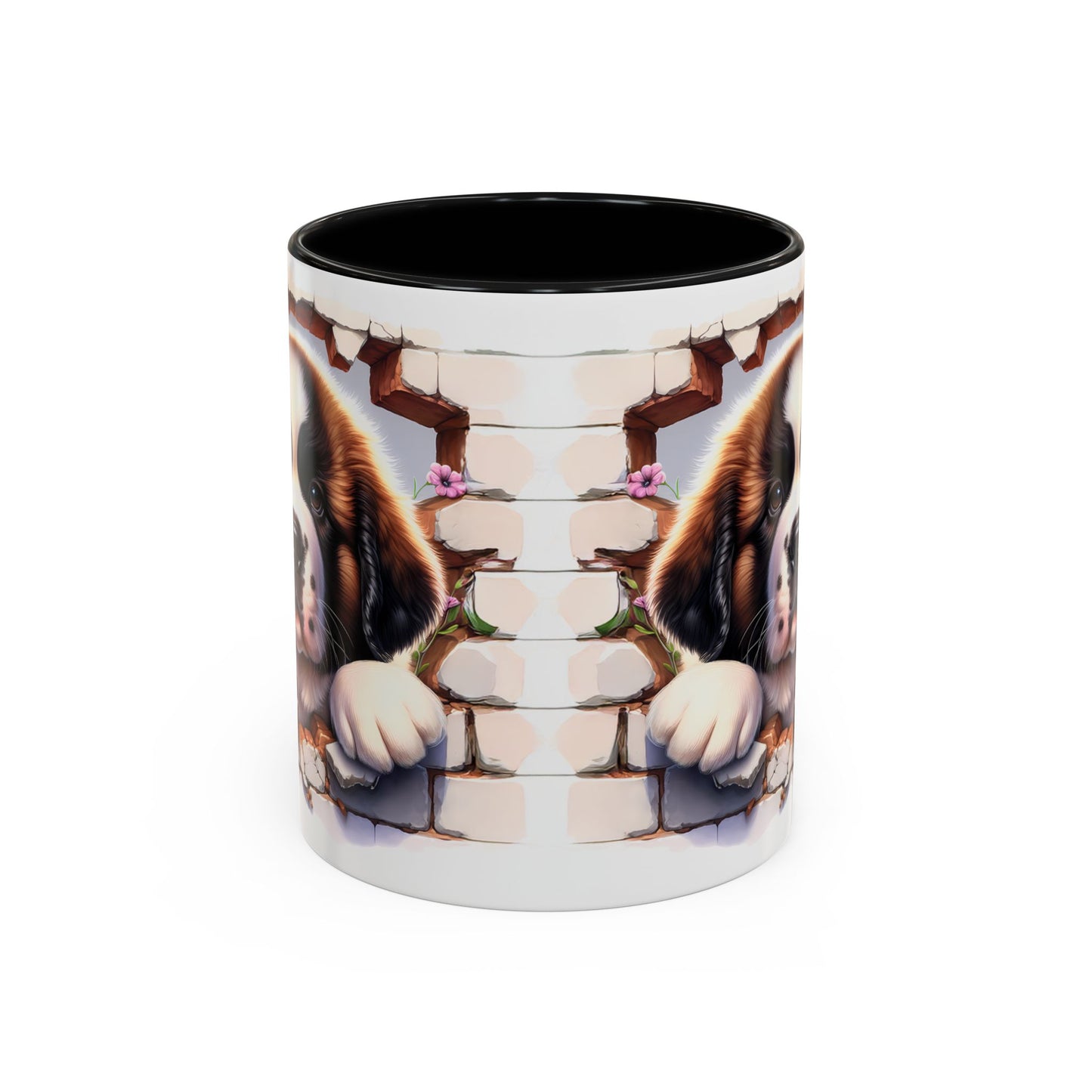🐾☕ St. Bernard Puppy Peek Accent Mug – Gentle Giant Pup Lover Gift ✨❤️
