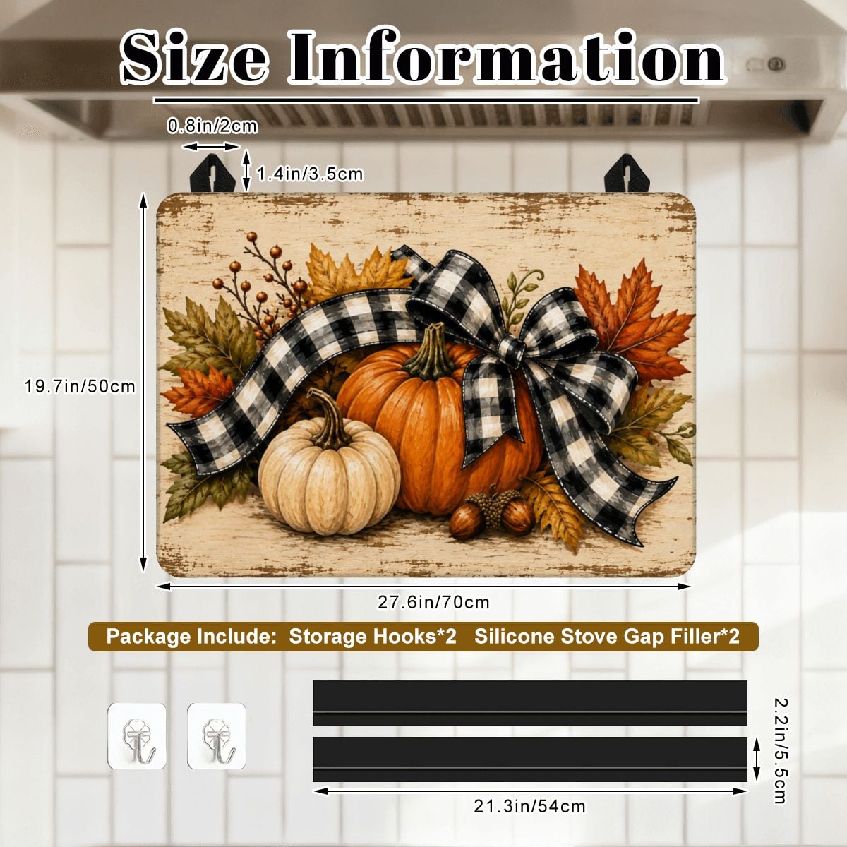 Rustic Fall Pumpkin Stove Top Cover – Buffalo Plaid Autumn Stove Protector Mat