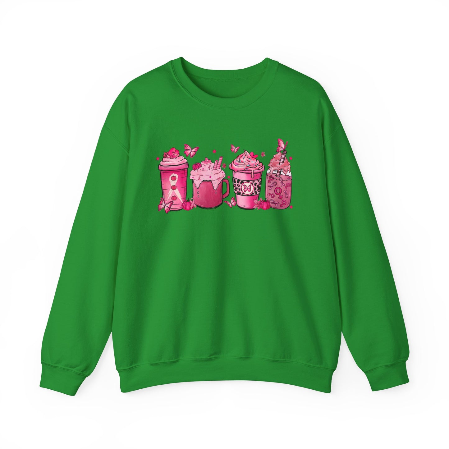 ☕🎀 Pink Awareness Drinks Sweatshirt – Breast Cancer Support Coffee Lovers