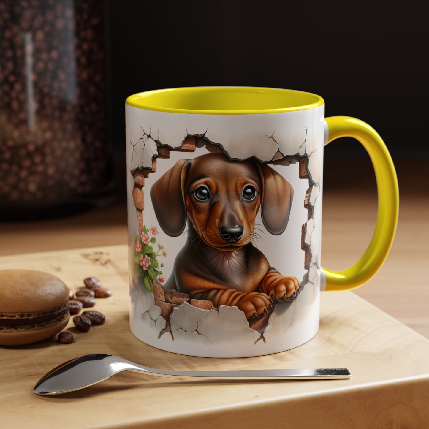 🐾🌭 Dachshund Puppy Accent Mug – Adorable Doxie Coffee Cup ☕❤️