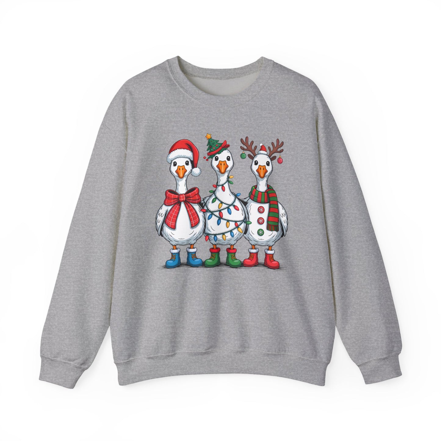 🪿🎄 Festive Goose Trio Sweatshirt – Whimsical Holiday Cheer in Cozy Style