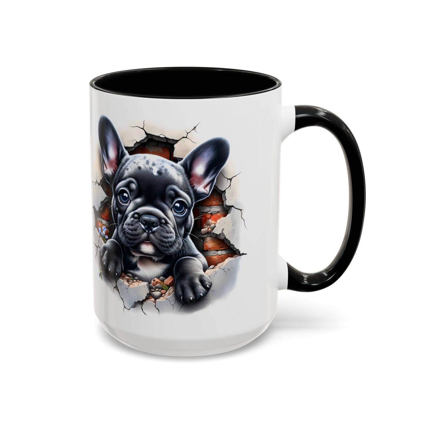 🐾🖤 Black French Bulldog Puppy Accent Mug – Cute Peek-Through Cup for Dog Lovers ☕✨