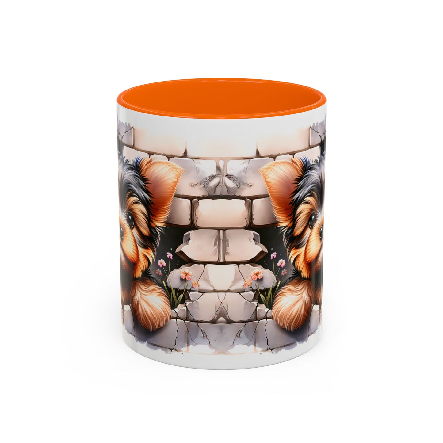 🎀🐶 Yorkie Puppy Accent Mug – Cute Peek-Through Dog Design for Animal Lovers ☕💖