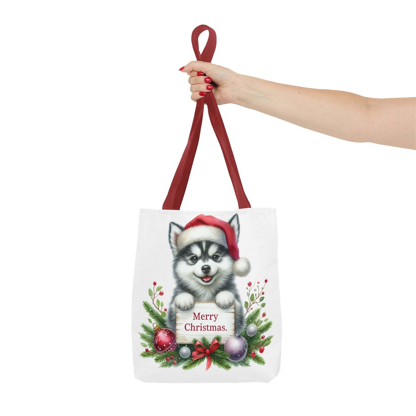 🎁 Husky “Merry Christmas” Tote Bag – Holiday Cuteness You Can Carry 🎄
