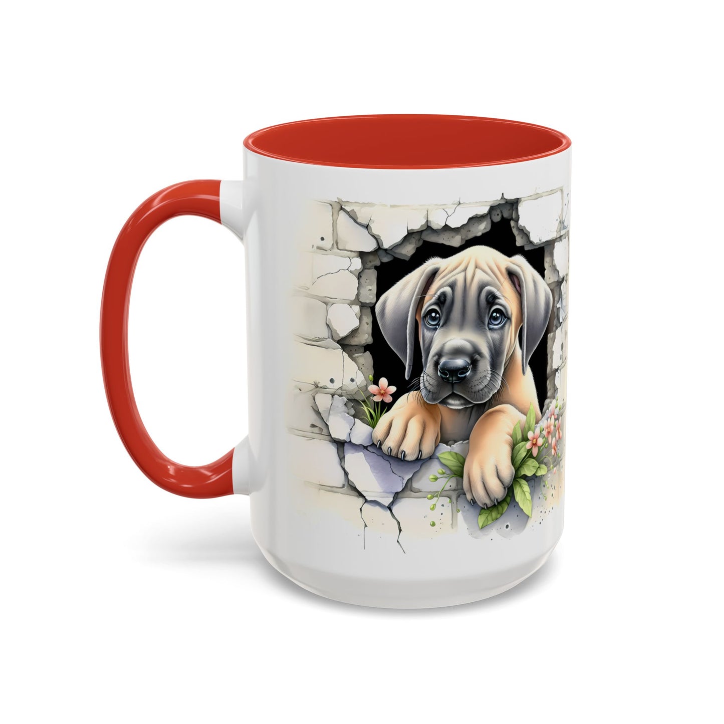 🐾 Great Dane Puppy Accent Mug – Sweet Peek-Through Puppy Design ☕💛