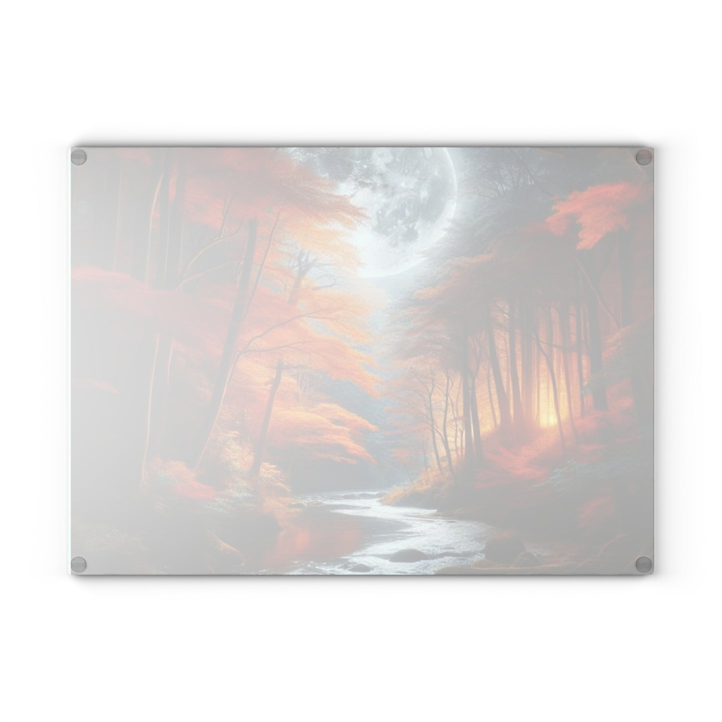 🌕🍂 Autumn Moon Glow Cutting Board – Enchanted Forest River Art 🍂🌕