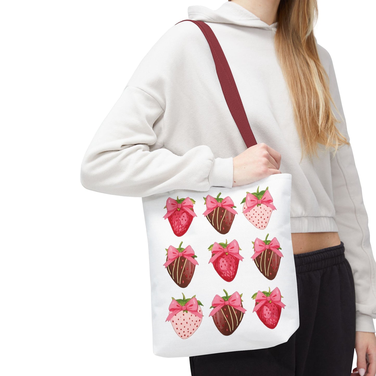 🍓 Chocolate-Covered Strawberry Tote Bag – Sweet, Stylish & Practical 🍫