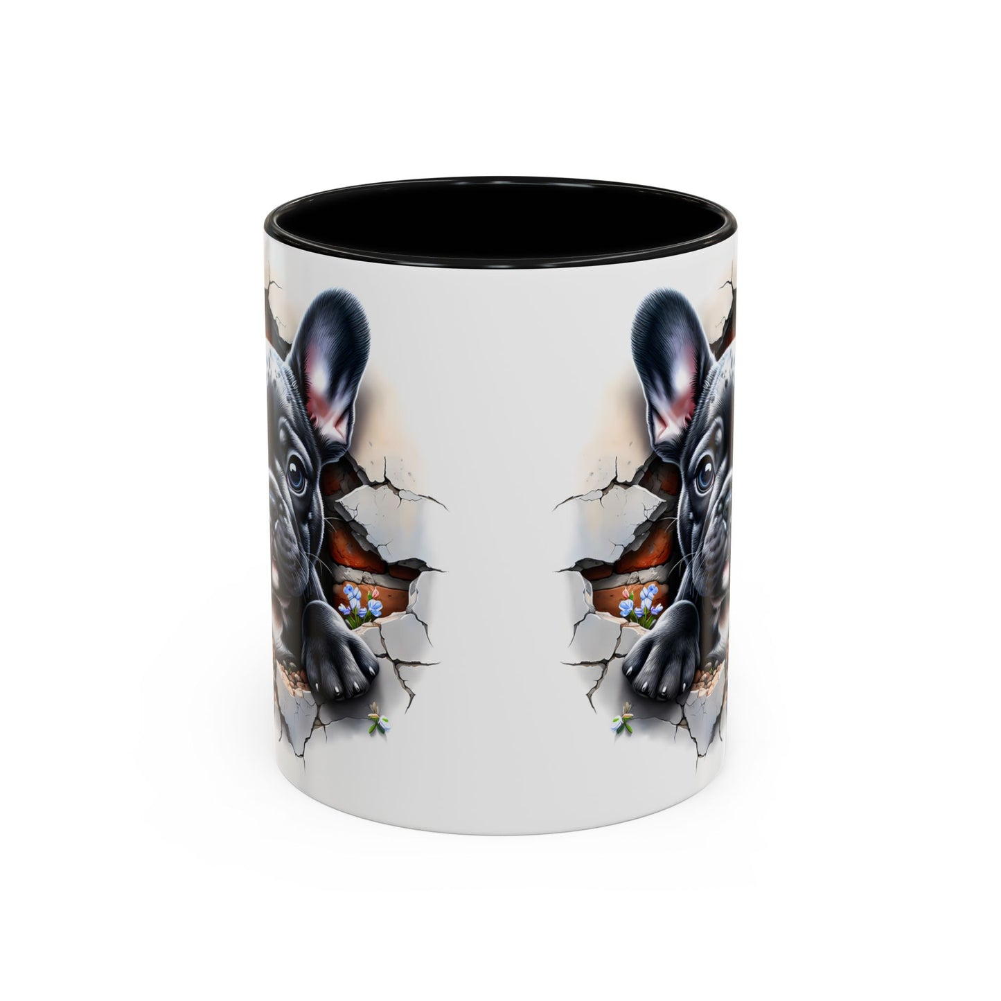🐾🖤 Black French Bulldog Puppy Accent Mug – Cute Peek-Through Cup for Dog Lovers ☕✨