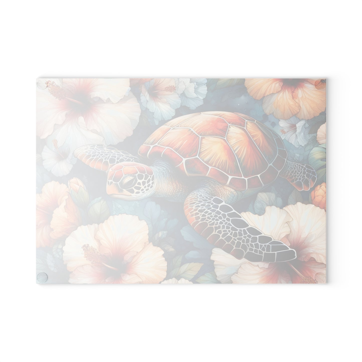 🐢 Tropical Sea Turtle & Hibiscus Cutting Board – Coastal Elegance for Your Kitchen 🌺