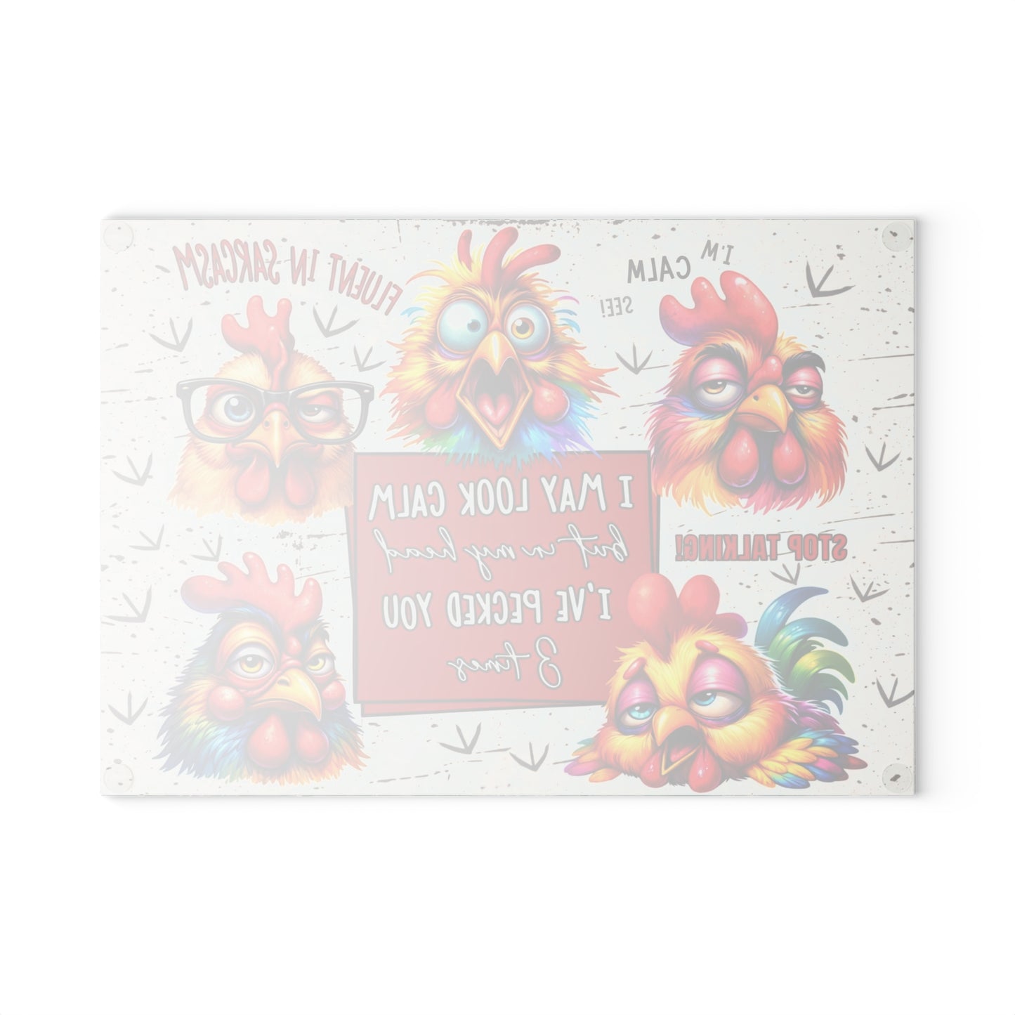 Sarcastic Chicken Glass Cutting Board – Funny Attitude Kitchen Decor Gift