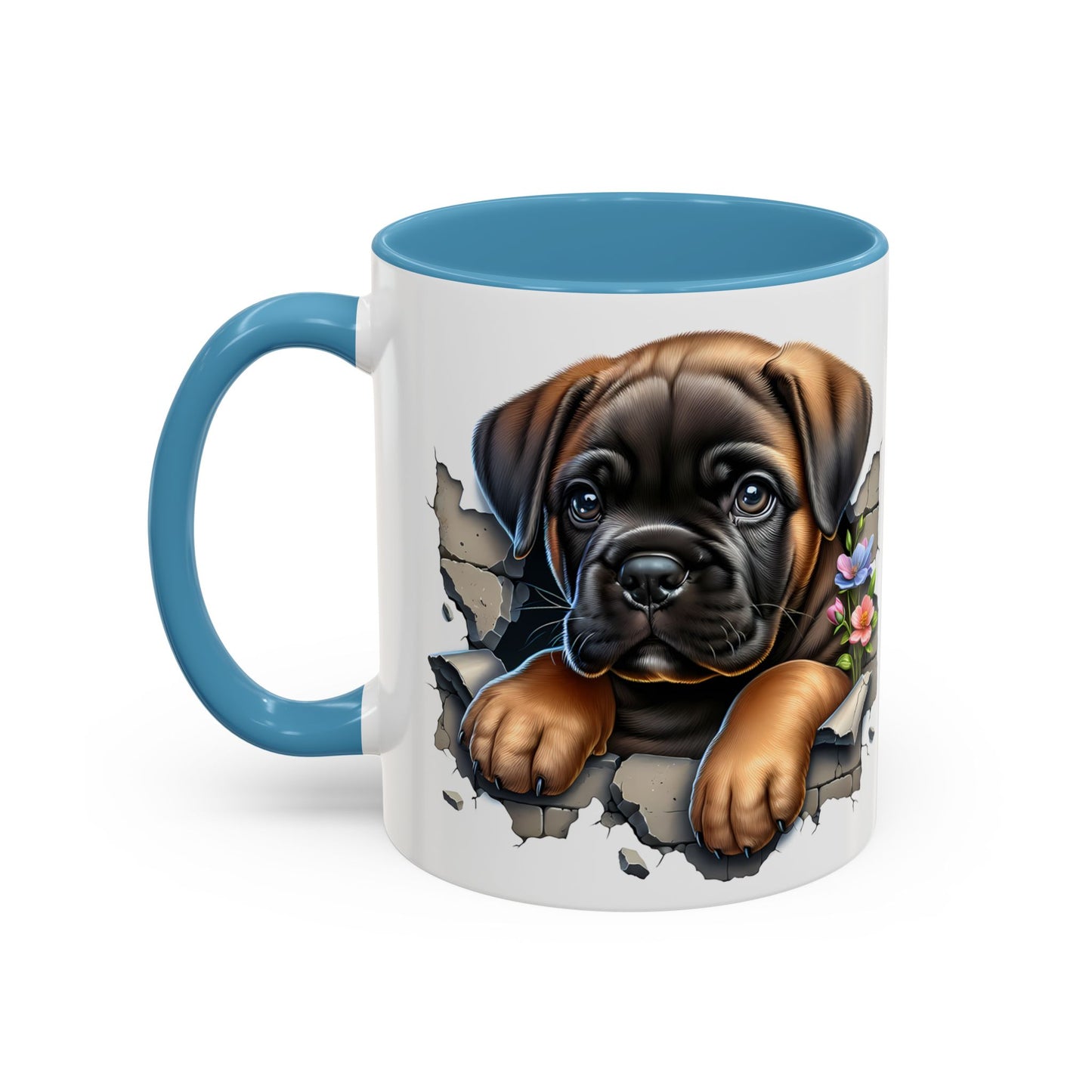🧡 Boxer Puppy Accent Mug – Adorable Peek-Through Cup for Dog Lovers