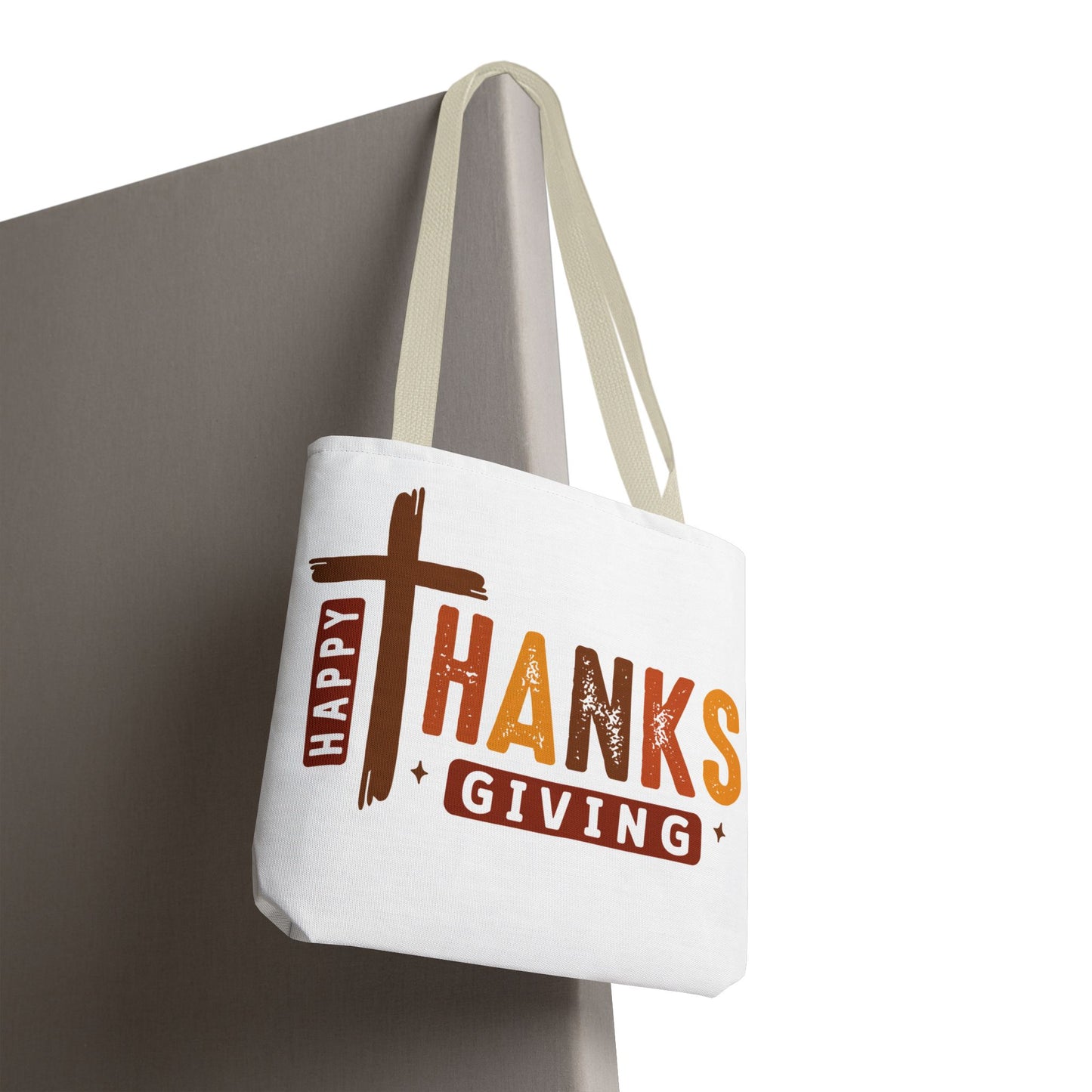 ✝️ Happy Thanksgiving Cross Tote – Faith & Gratitude in Fall Colors 🍂