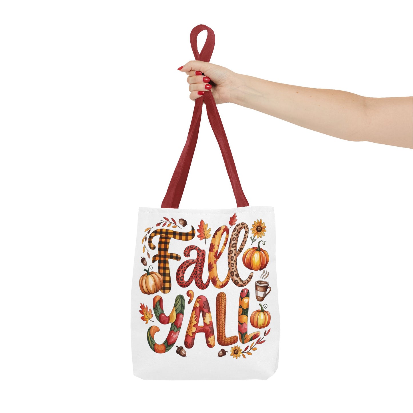 🎃 Fall Y’all Tote Bag – Bold Prints, Cozy Coffee & Pumpkin Cheer 🍂