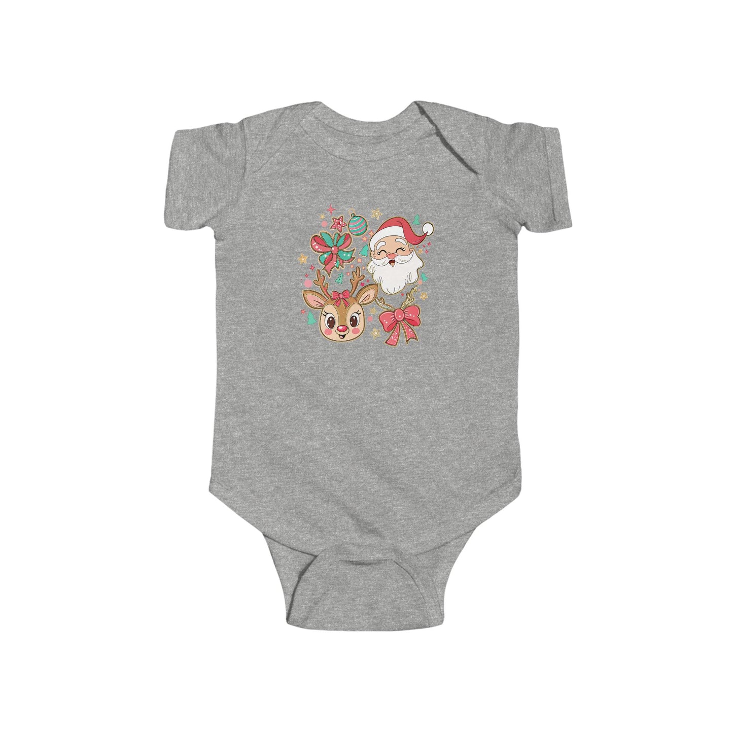 🎄 Santa & Reindeer Christmas Baby Onesie – Festive Holiday Outfit 🎅🦌✨