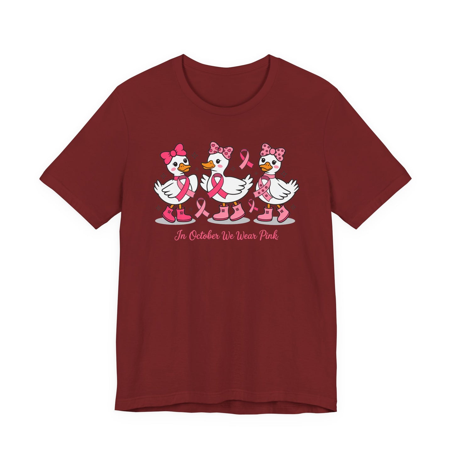 🎀🦆 In October We Wear Pink Duck T-Shirt – Cute Breast Cancer Awareness Tee 💖✨