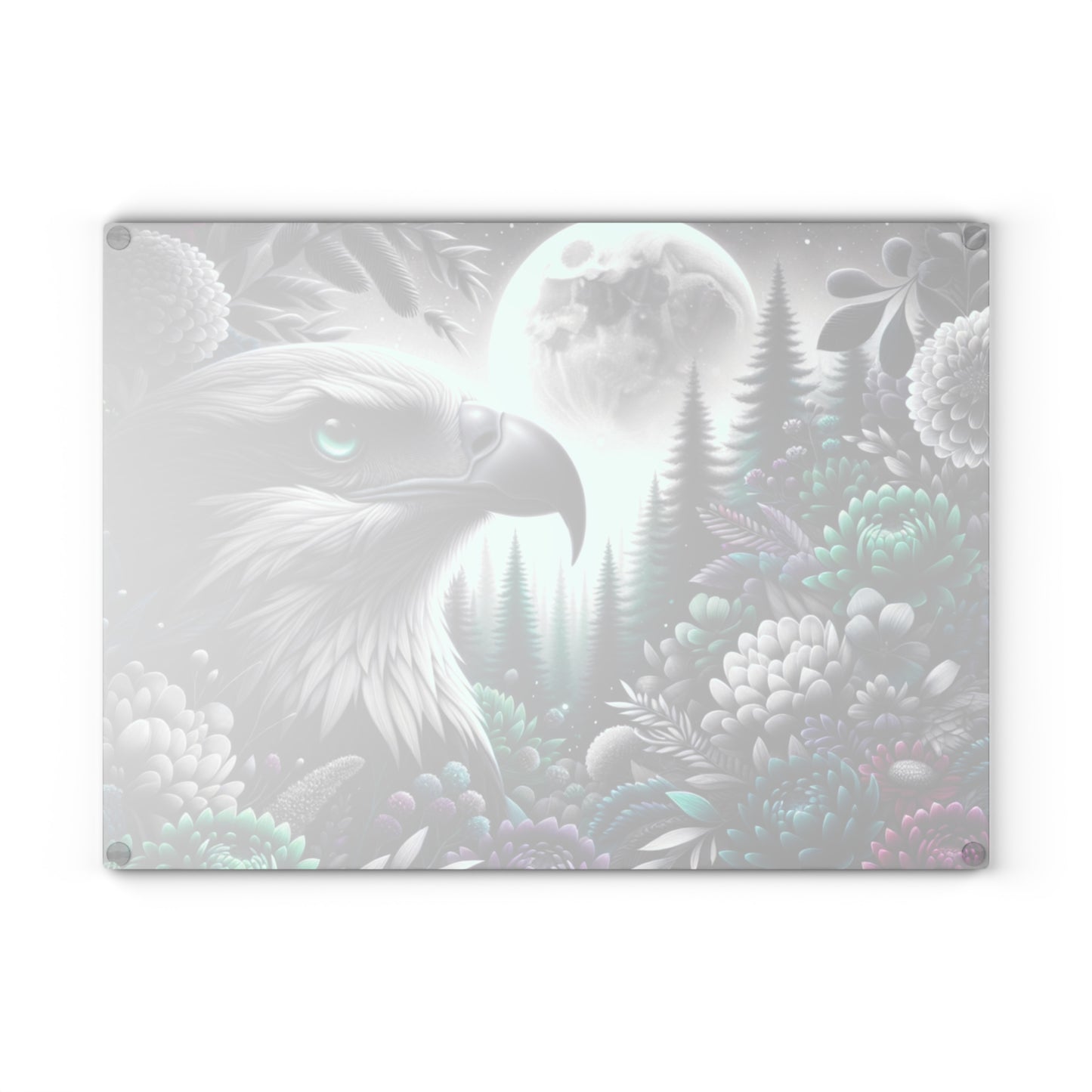 🦅🌕 “Midnight Moon Eagle” Glass Cutting Board – Bold, Modern Wild Beauty for Your Kitchen