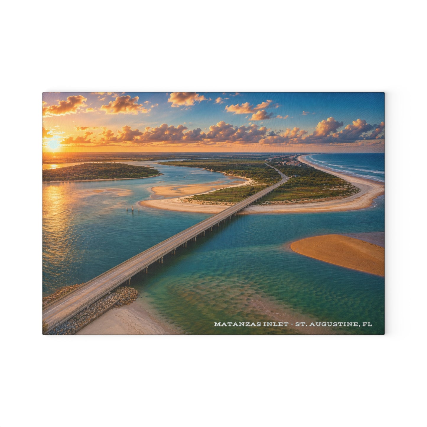 Vibrant Flamingo Sunset Glass Cutting Board – Tropical Coastal Kitchen Decor
