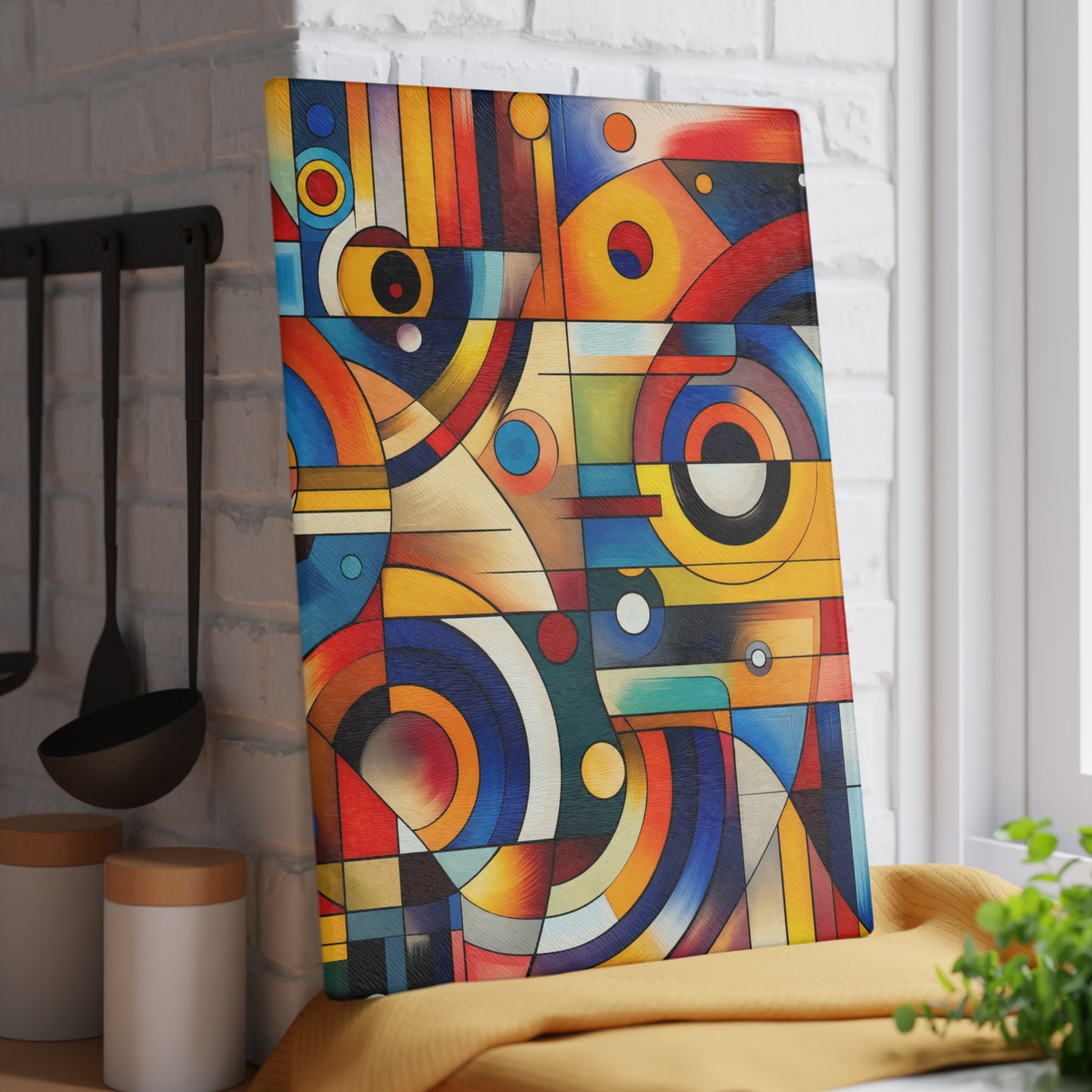Modern Color Flow Abstract Glass Cutting Board