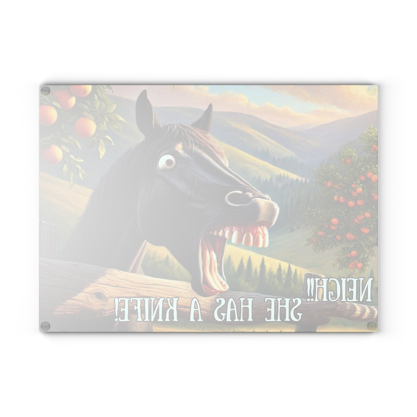 Tabla de cortar de vidrio, diseño de caballo ranchero, decoración de cocina occidental, regalo para amantes de los caballos, estilo rústico, tabla de cortar, tabla de charcutería