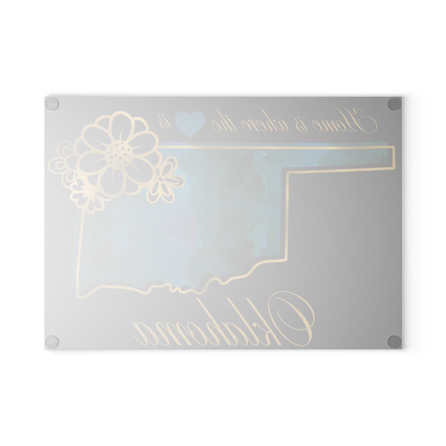 💙 Oklahoma State Cutting Board – Turquoise Heartland Charm with Golden Touch