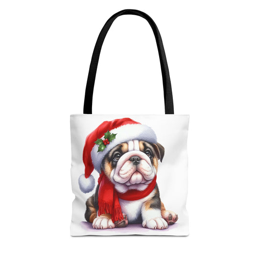 🎅 Bulldog Christmas Tote Bag – Cozy Holiday Style for Dog Lovers 🐾