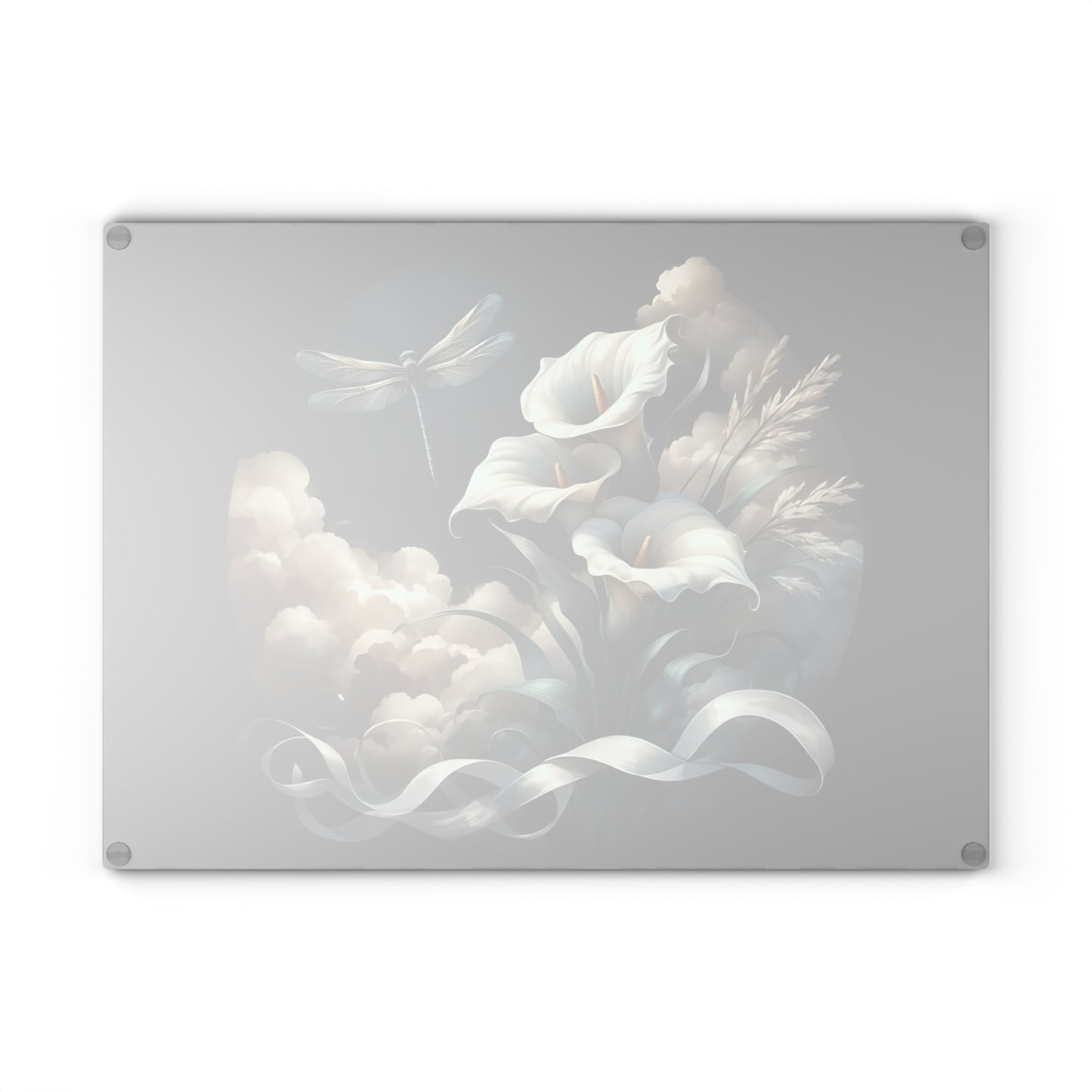 🌸 Calla Lily & Dragonfly Cutting Board – Serene Floral Beauty for Your Kitchen
