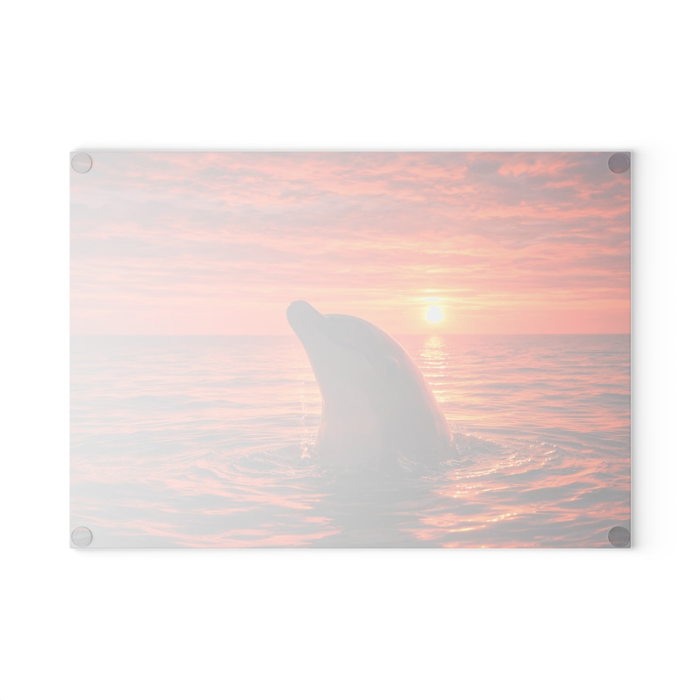 Dolphin Sunset Glass Cutting Board – Ocean Serenity Coastal Kitchen Decor