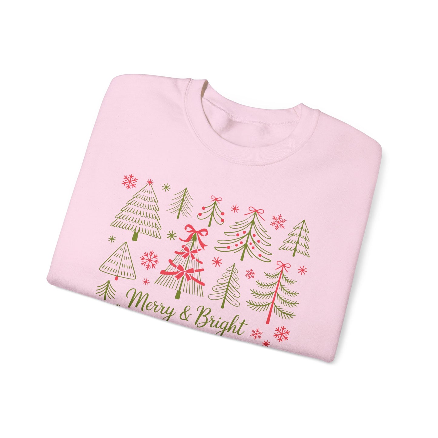🎄✨ Merry & Bright Sweatshirt – Whimsical Holiday Forest Vibes