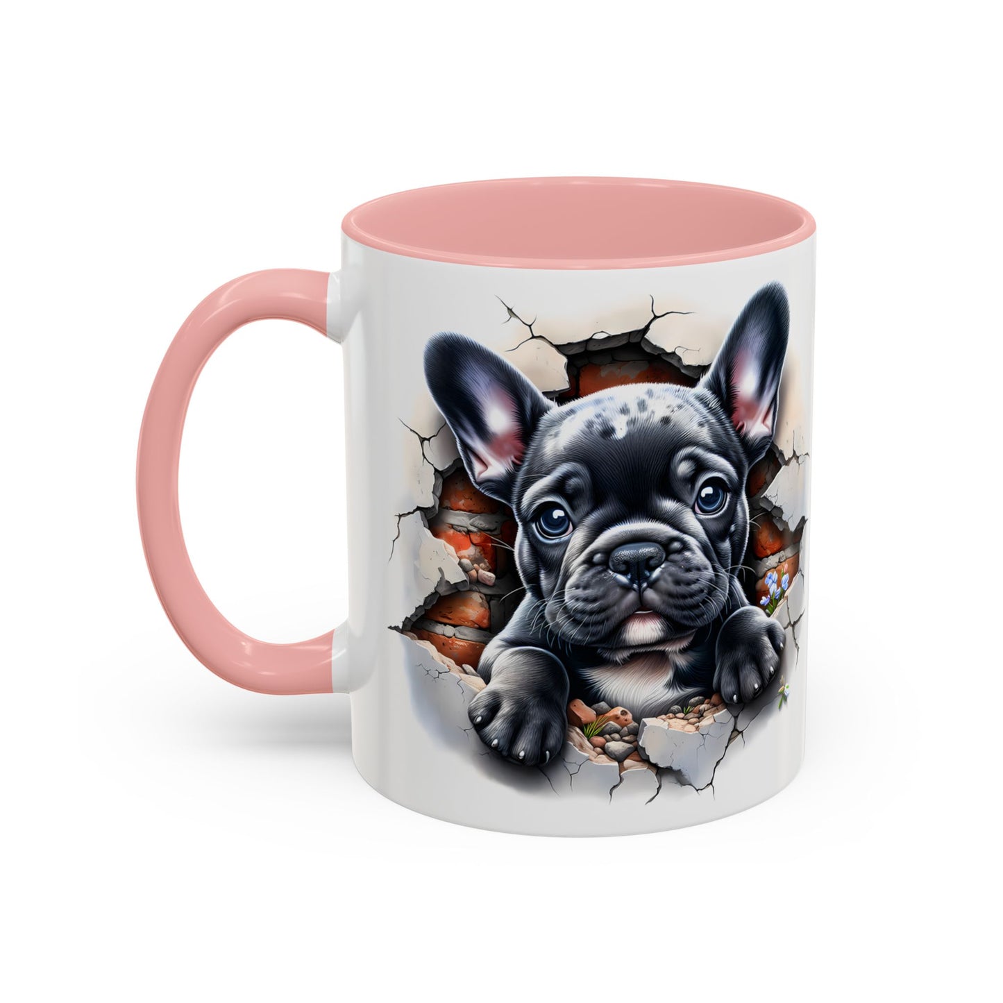 🐾🖤 Black French Bulldog Puppy Accent Mug – Cute Peek-Through Cup for Dog Lovers ☕✨