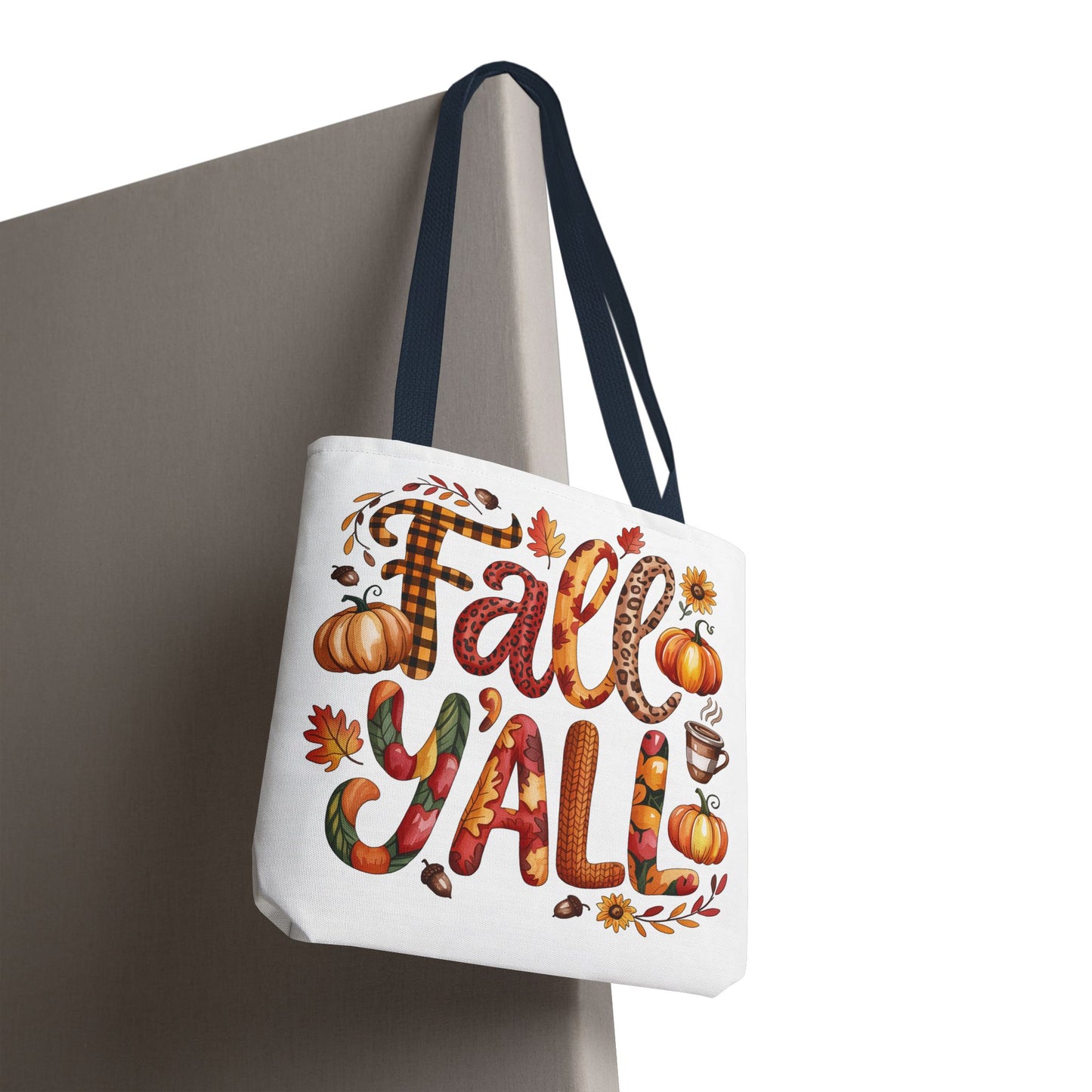 🎃 Fall Y’all Tote Bag – Bold Prints, Cozy Coffee & Pumpkin Cheer 🍂