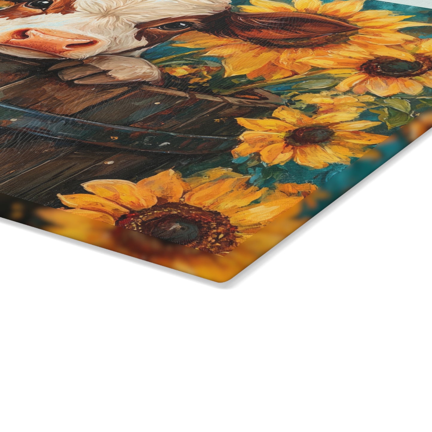 🌻🐄 Rustic Sunflower Calf Cutting Board – Country Charm Meets Timeless Elegance 🌾✨