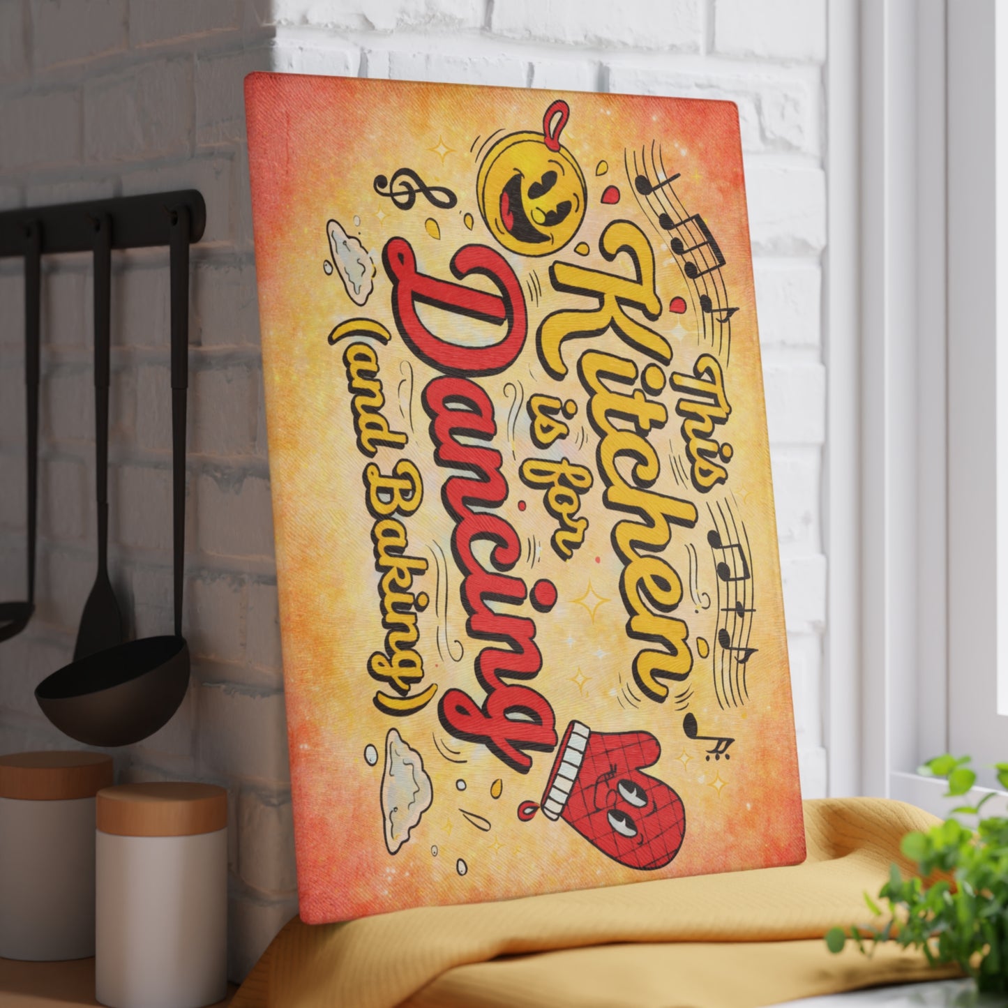 This Kitchen Is for Dancing (and Baking) Glass Cutting Board – Fun Music Kitchen Decor