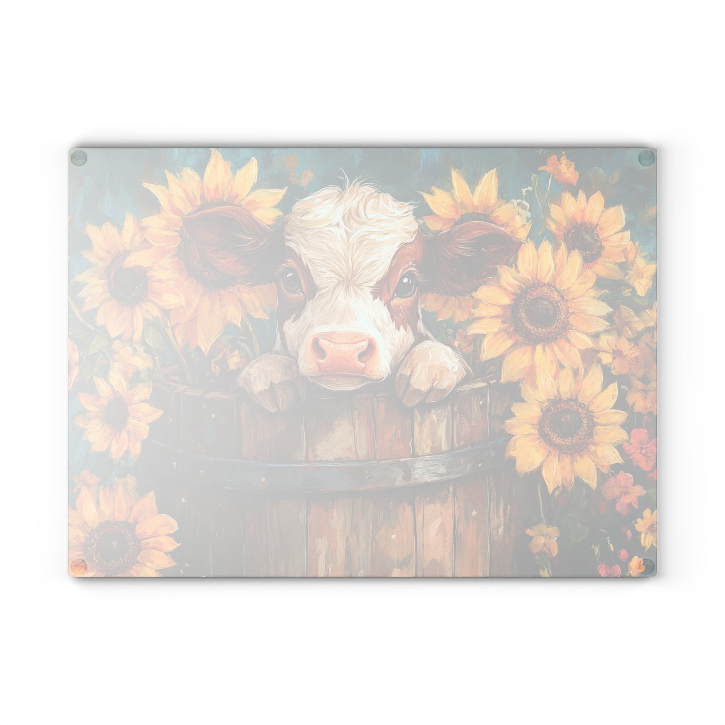 🌻🐄 Rustic Sunflower Calf Cutting Board – Country Charm Meets Timeless Elegance 🌾✨
