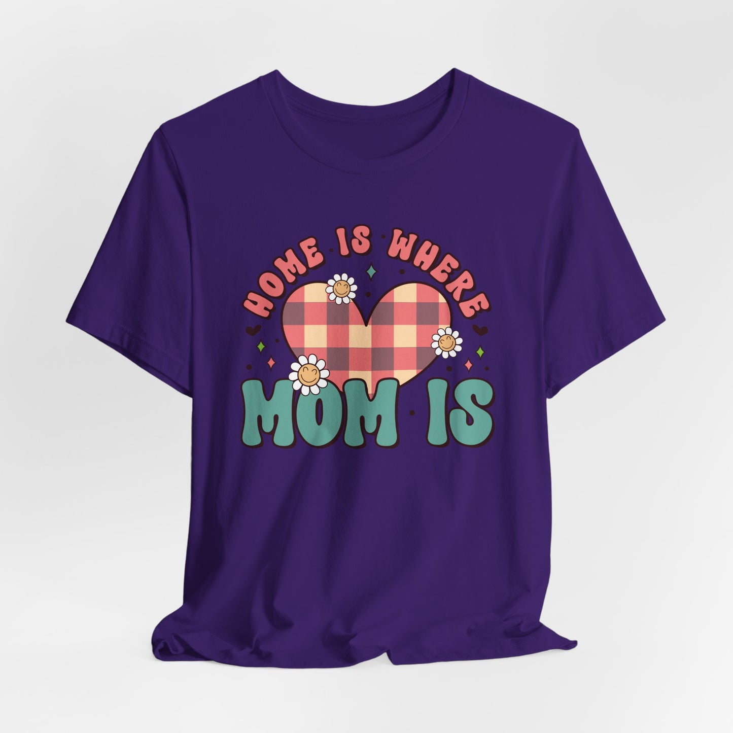 💐 Home Is Where Mom Is – Heart & Daisy Mom T-Shirt 🌸