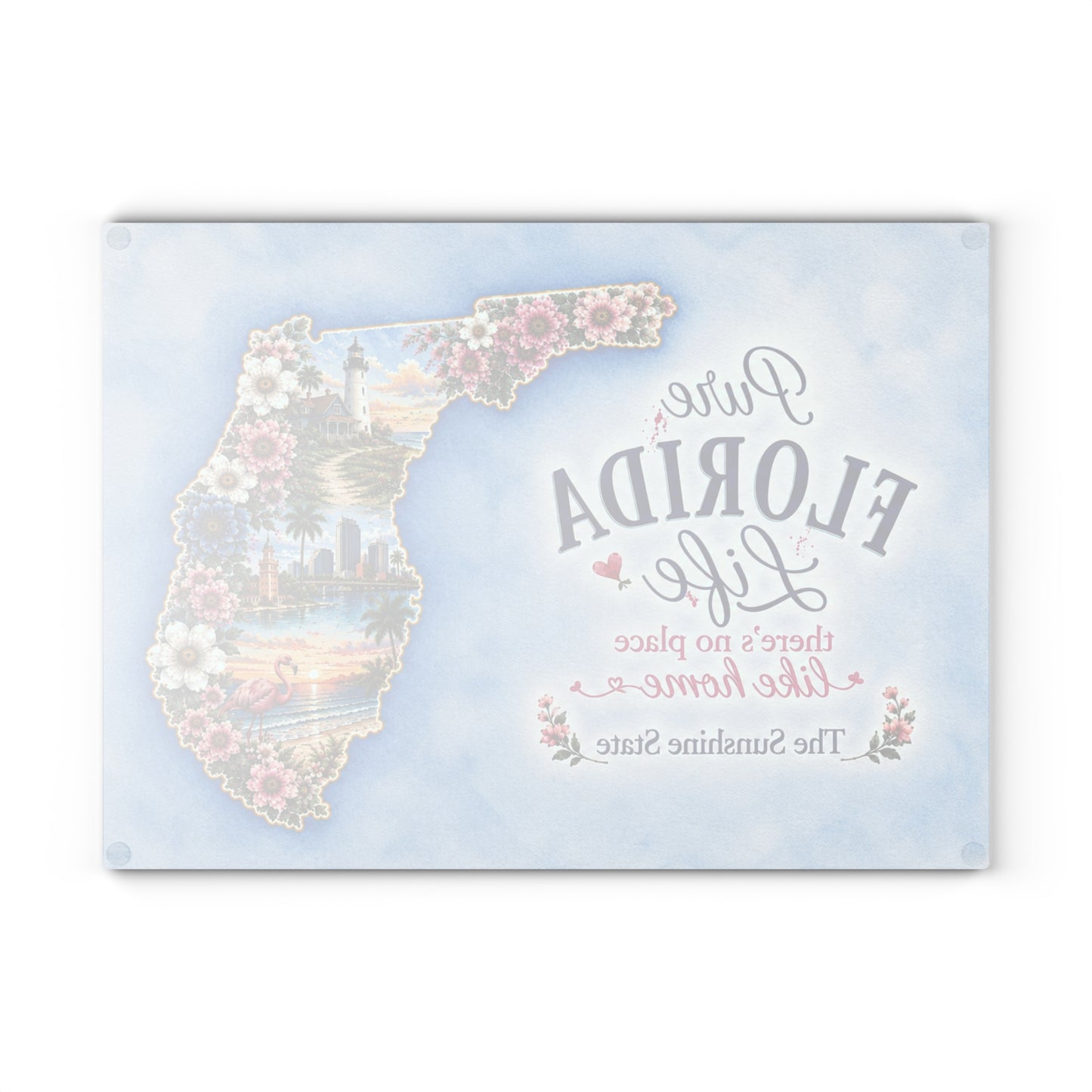 Pure Florida Life Glass Cutting Board – Sunshine State Floral Coastal Kitchen Decor
