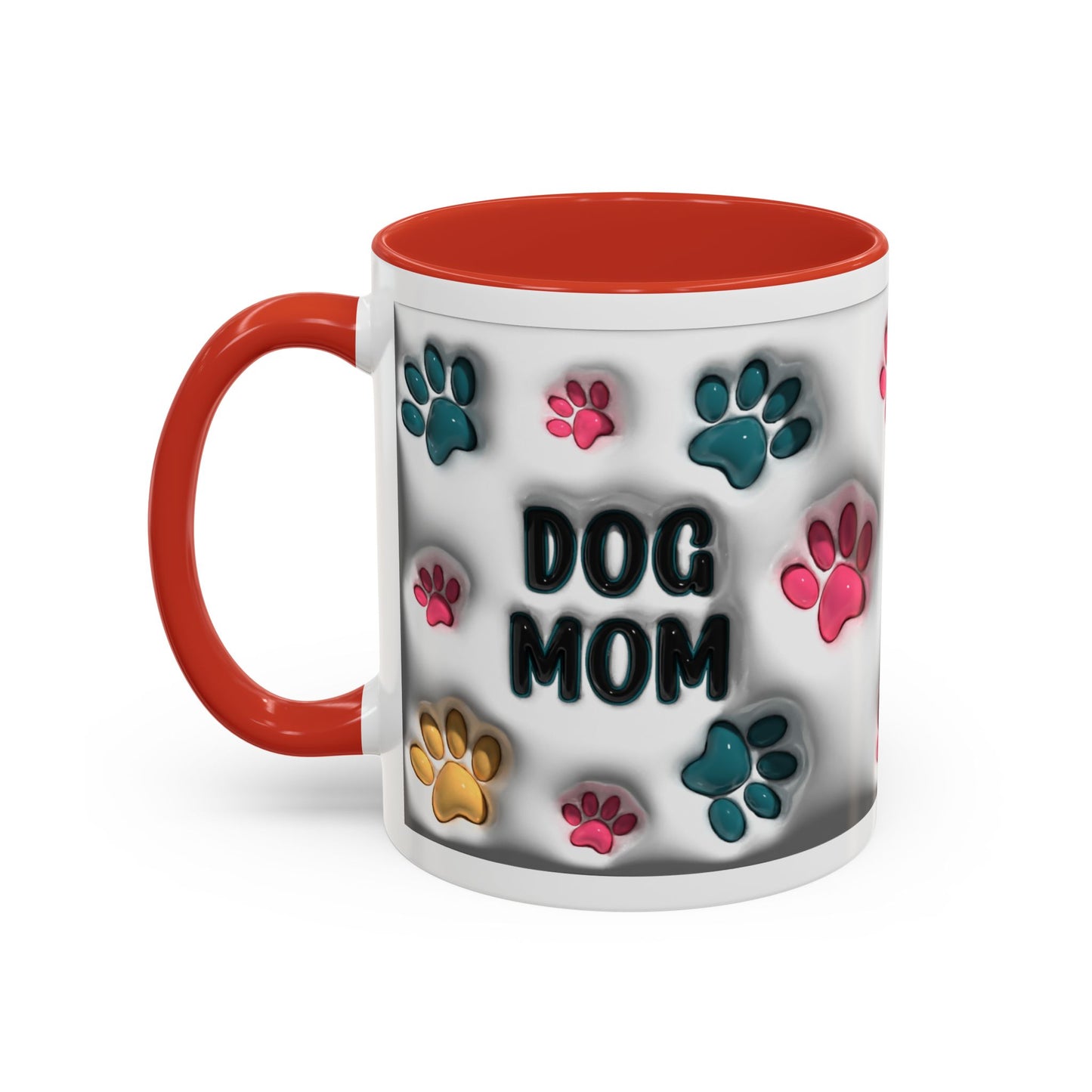 Dog Mom Accent Mug – Colorful Paw Print Cup for Proud Pet Parents