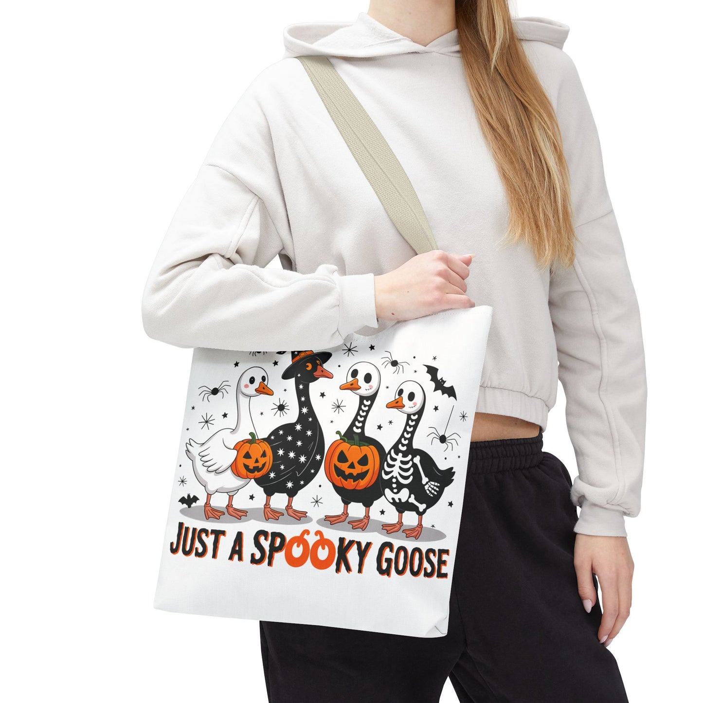 🦢 Just a Spooky Goose Tote Bag – Honkin’ Into Halloween 🎃👻